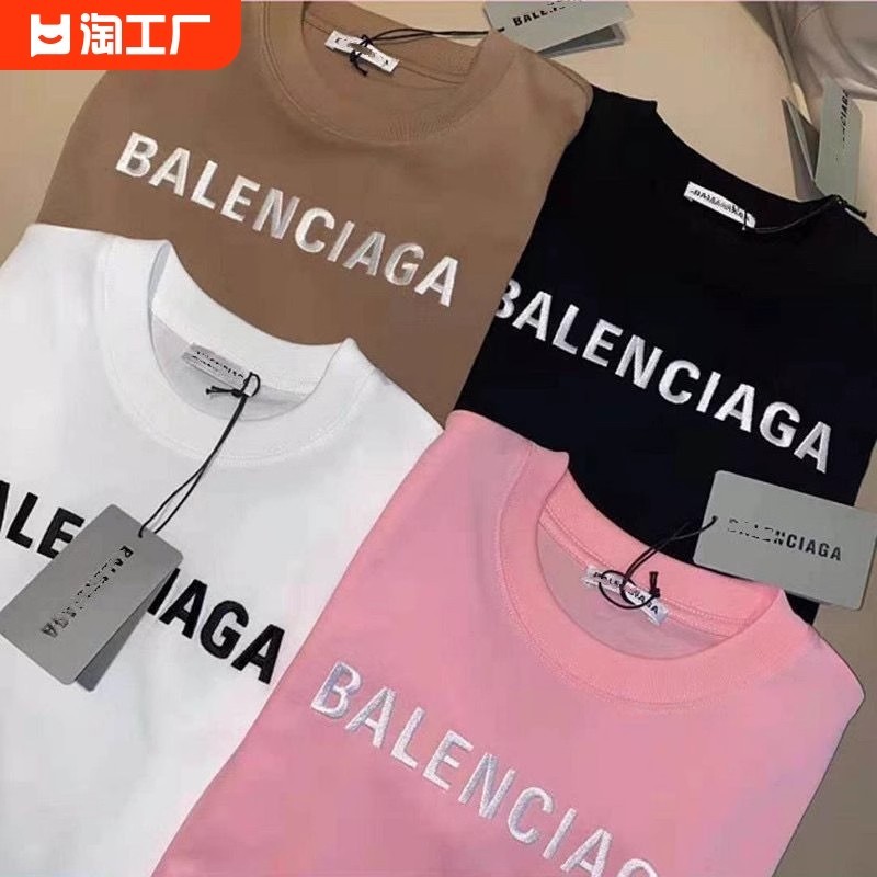 Balenciaga เสื้อยืด ผ้าฝ้ายแท้ พิมพ์ลายโลโก้ตัวอักษร Balenciaga สไตล์คลาสสิก แฟชั่นสําหรับผู้ชาย และผู้หญิง