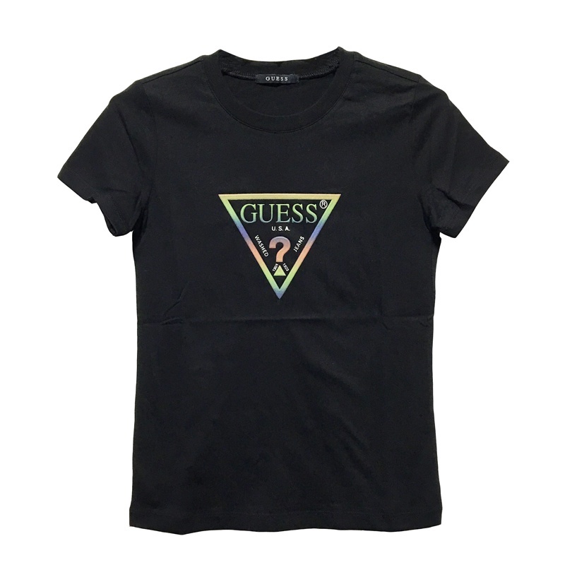 เสื้อยืดแขนสั้น พิมพ์ลาย Guess Inverted ทรงสามเหลี่ยม สวมใส่สบาย สําหรับผู้ชาย และผู้หญิง