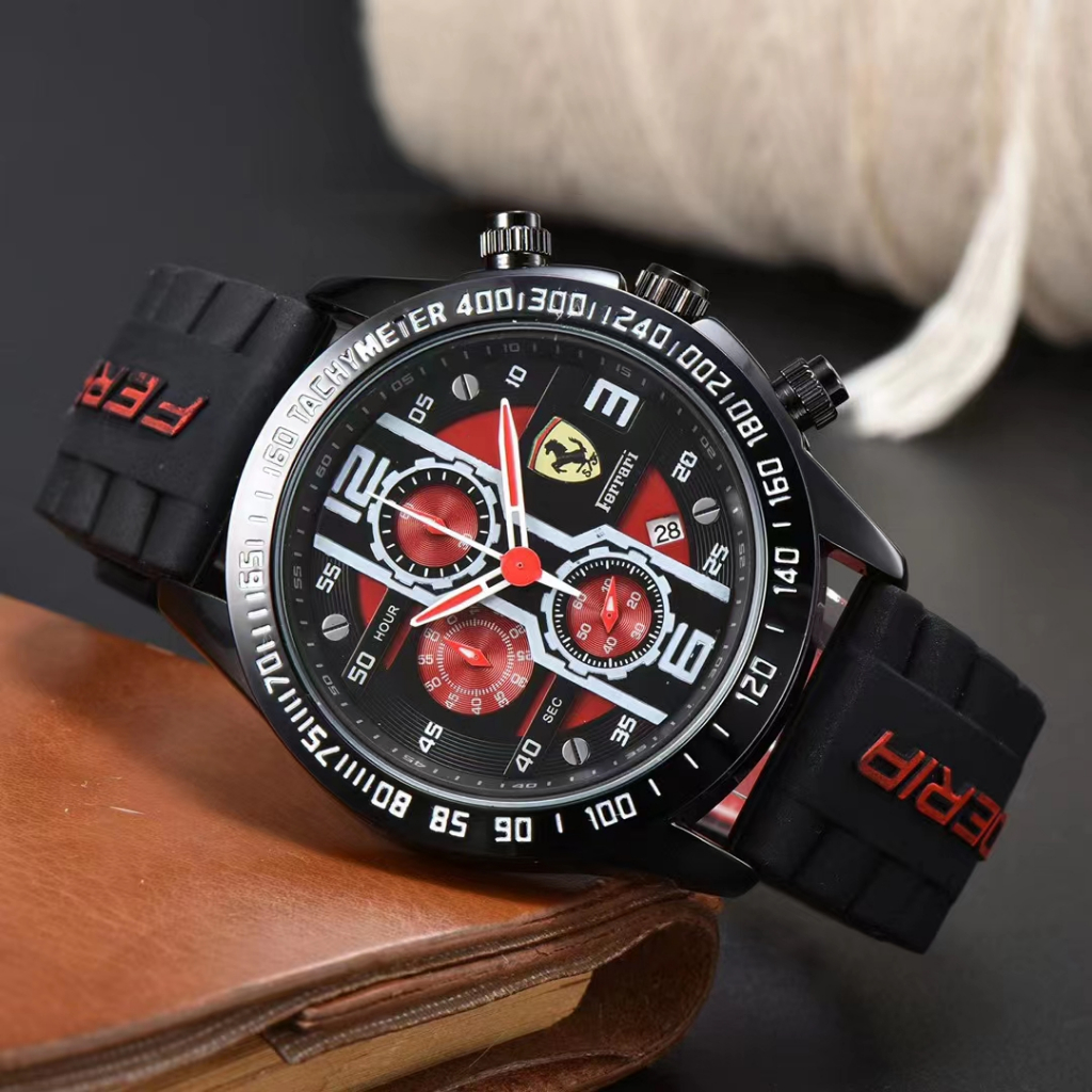 Ferrari Ferrari นาฬิกาข้อมือควอตซ์แฟชั่น สายแสตนเลสยาง สําหรับบุรุษ Rui Watch 5