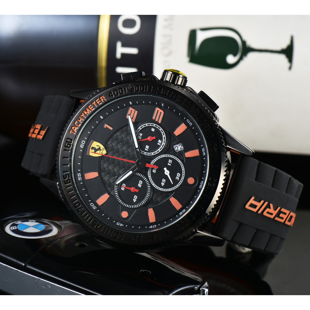 Ferrari Ferrari นาฬิกาข้อมือควอตซ์ หน้าปัดหกเหลี่ยม สีดํา สําหรับผู้ชาย Rui Watch 5