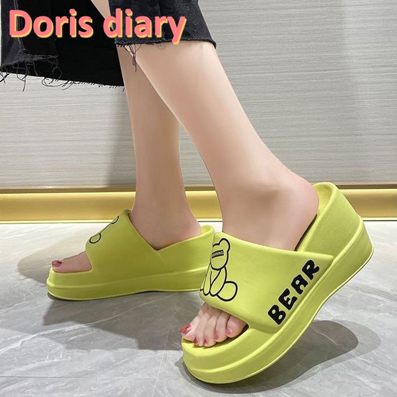 Doris diary รองเท้าแตะ EVA พื้นหนา กันลื่น ป้องกันกลิ่น แบบเรียบง่าย สไตล์เกาหลี สําหรับผู้หญิง