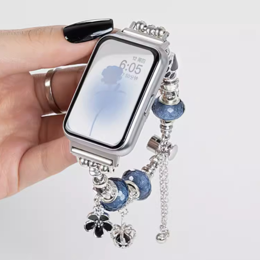 Luxury DIY สาย Huawei Watch Fit 2 Strap สายนาฬิกาข้อมือ ประดับลูกปัด อัญมณีอาเกต สไตล์แพนดอร่า สายนาฬิกา huaweiwatch fit 2 Strap หรูหรา DIY สําหรับ Pandora Style Watchband For Huawei Fit2 Strap Jewelry Beads สาย Huawei Watch Fit Wristband