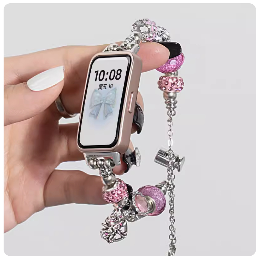 Luxury DIY Strap For สาย Huawei band 11 Strap Huawei band11 pro สาย Huawei band 10 Strap Huawei band 9 สาย Gem Agate Watchband For Huawei Band 8 Strap Jewelry Huawei Band 10 สาย Huawei Band 6 / Huawei Band 7 สาย Huawei band 11pro Strap