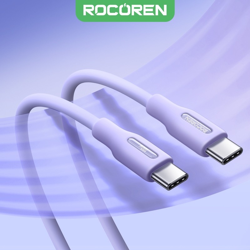 Rocoren สายชาร์จ USB C 100W Type C เป็น Type C สําหรับ Samsung Huawei PD60W 100W USB Type C