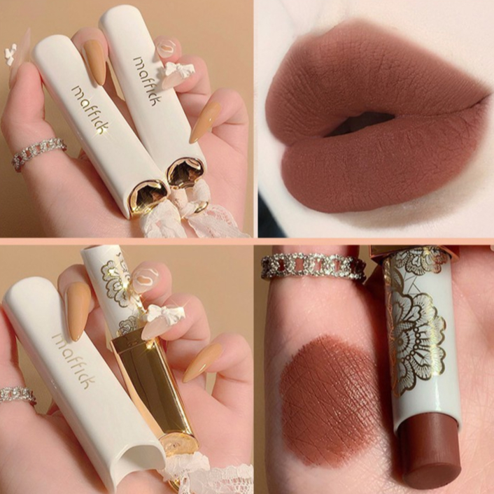 MAFFICKนื้อแมตต์กันน้ำติดทนนาน6สีให้ความชุ่มชื้นเป็นพิเศษ ไม่ซีดจาง ป้องกันความแห้ง บำรุงริมฝีปาก