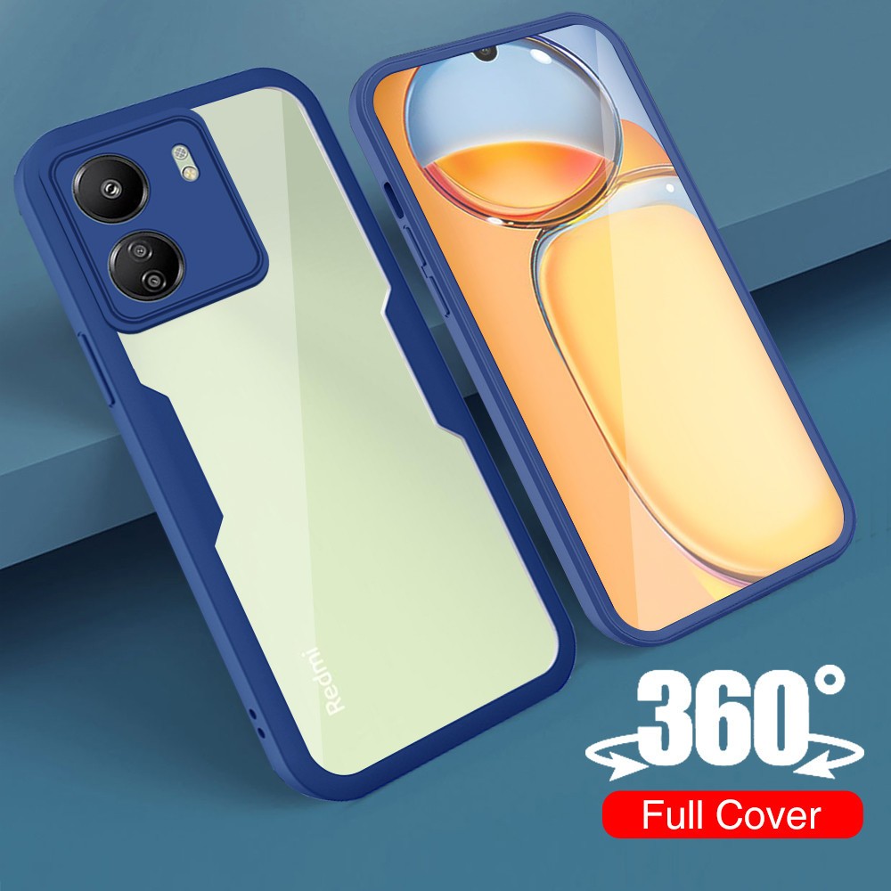 360° เคสโทรศัพท์มือถืออะคริลิค ป้องกัน สองด้าน ด้านหน้า PET สําหรับ Xiaomi Redmi 13C 4G 13C 5G 13C Poco C65 Poco M6 5G