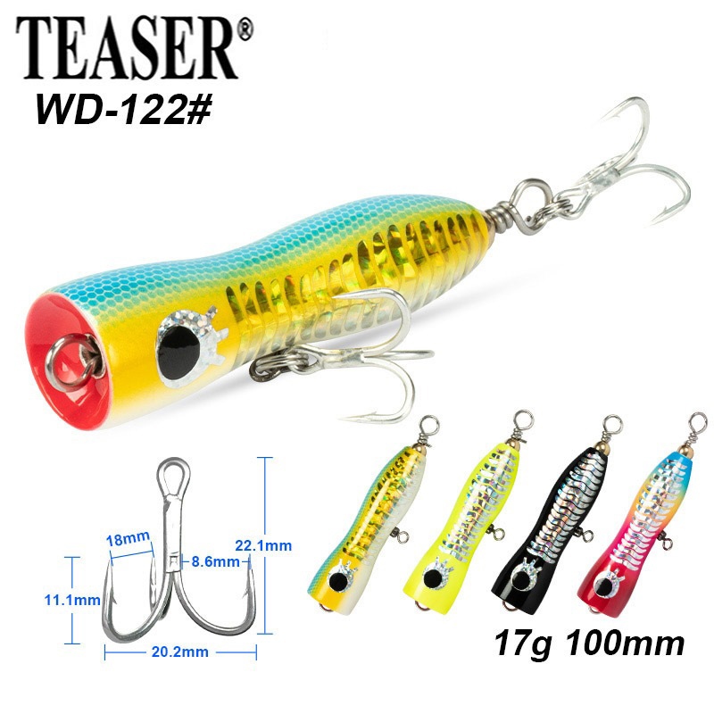 TEASER【WD122】±17g ±10 ซม.ขนาดเล็กกรัมตกปลาทะเลหนักปลาไม้ Collision Wave ปีนเขา Sub เหยื่อ Draging Lure ตกปลาเหยื่อปลอม Wirh Trable Hooks