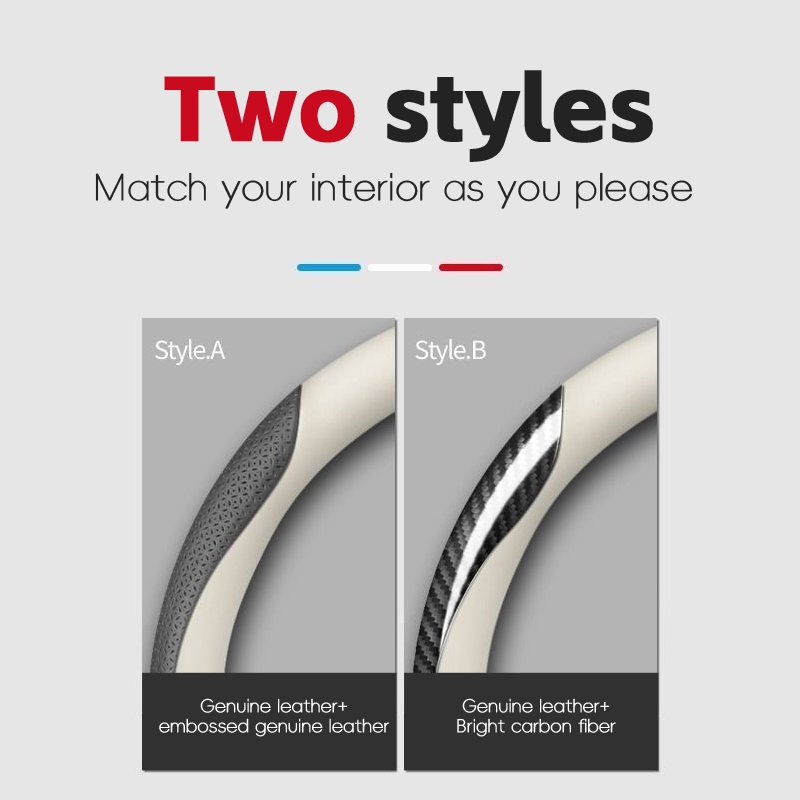 ปลอกหุ้มพวงมาลัยรถยนต์ หนังวัวแท้ กันลื่น ดูดซับเหงื่อ แบบบางพิเศษ เหมาะกับฤดูร้อน และฤดูหนาว สําหรับ Honda crv civic - รูปที่ 4