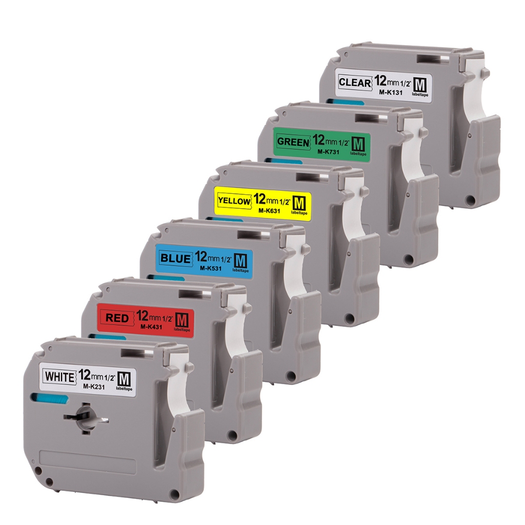 12 มม.* 8 M Label Maker M labelTape MK231 M-K231 mk231 สีดําบนสีขาวสําหรับ Brother P-Touch Label เคร