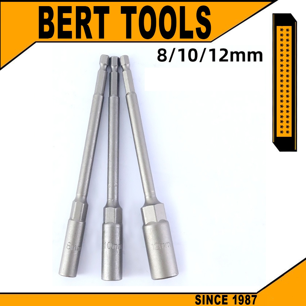 BERT ｜8/10/12 มม 1/4 นิ้ว บล็อกยิงหลังคา ลูกบล็อก บล็อกยิงหลังคาเบอร์ 8 บล็อคขันน็อตหลังคา บล็อกน็อต