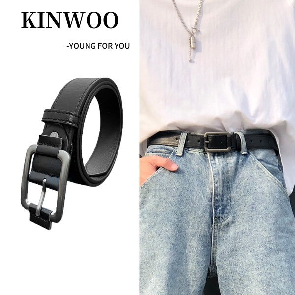 KINWOO เรียบง่าย อเนกประสงค์ สไตล์ฮ่องกง เข็มขัดหัวเข็มขัดพินของผู้ชาย เวอร์ชั่นเกาหลี แนวโน้ม บุคลิกภาพ แฟชั่น เข็มขัดยีนส์