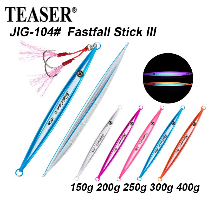 TEASER【J104】เหยื่อตกปลาน้ําเค็ม โลหะ แนวตั้ง ขนาดใหญ่ 150 กรัม 200 กรัม 250 กรัม 300 กรัม 400 กรัม