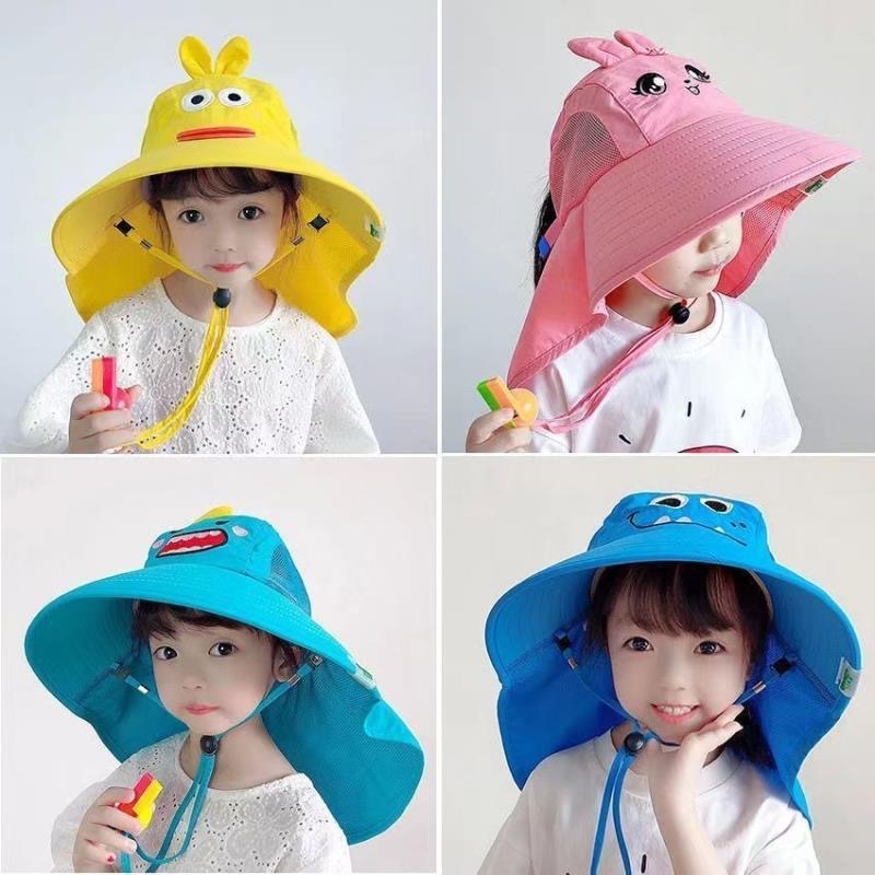 หมวกบักเก็ต ลายการ์ตูนน่ารัก ปรับสายได้ สไตล์ชาวประมง แฟชั่นฤดูร้อน สําหรับเด็กผู้ชาย และเด็กผู้หญิง อายุ 3-12 ปี