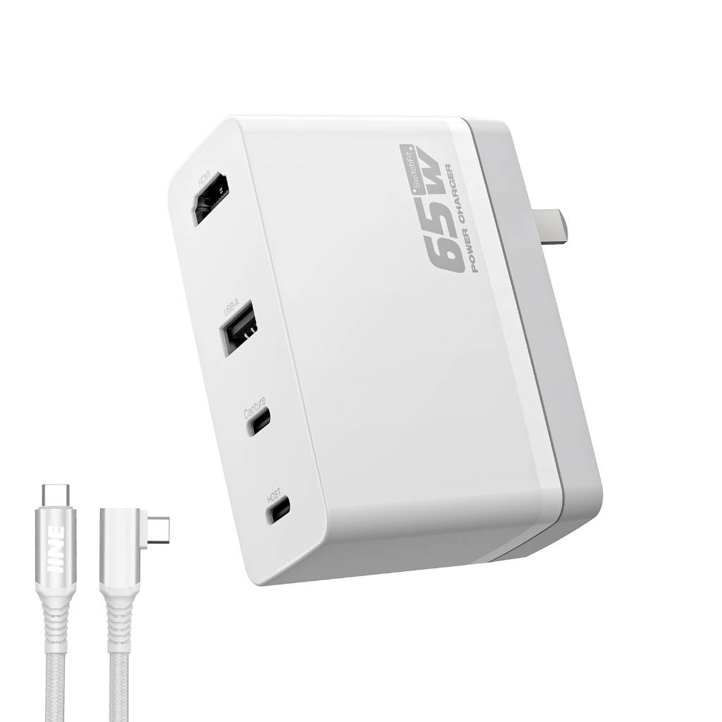 Iine ที่ชาร์จวิดีโอ แกลเลียมไนไตรด์ 65W สําหรับสวิตช์ ดาดฟ้าไอน้ํา 4K@60HZ แบบใส ไลฟ์สด บันทึกวิดีโอ ขนาดเล็ก เทคโนโลยี GaN ชาร์จมีประสิทธิภาพ