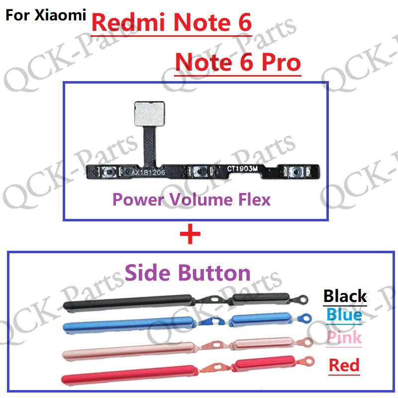 สําหรับ Xiaomi Redmi Note 6 Pro เปิด/ปิดปุ่มสวิทช์ด้านข้าง Volume Up Down ปุ่ม Flex Cable