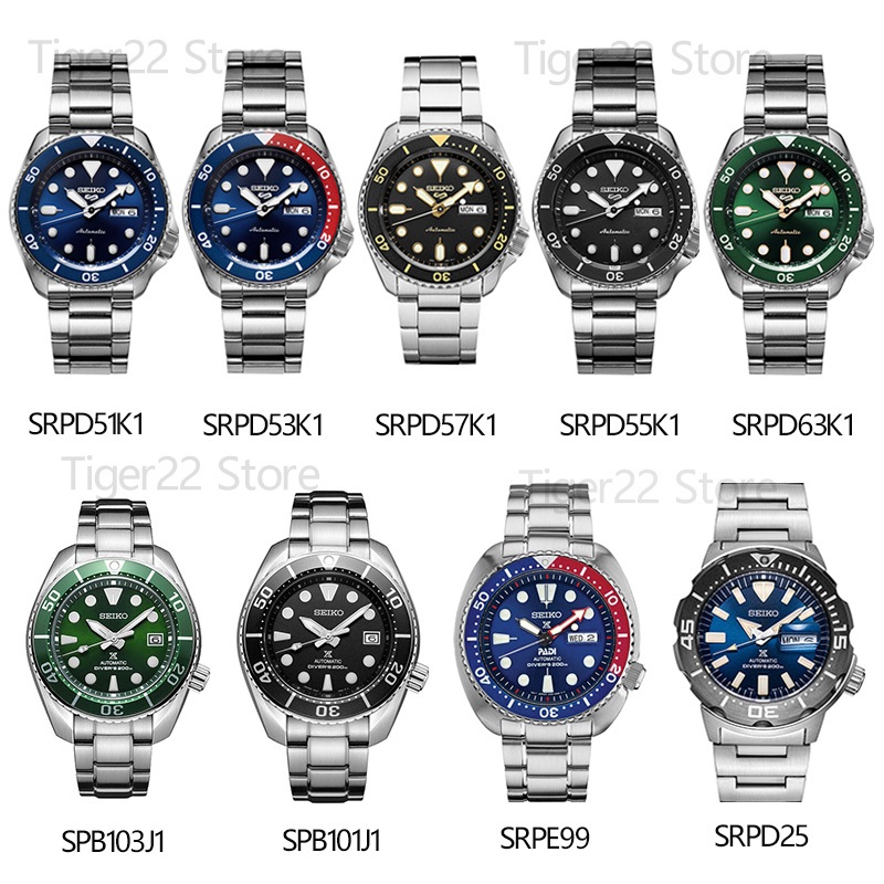 Seiko 5 SPORT นาฬิกา SRPD51K1 SRPD53K1 SRPD55K1 SRPD57K1 SRPD61K1 SRPD63K1 SRPC51J1 SRP601J1 SRPD25K1 SRPA21J1 SPB101J1 SPB103J1 SRP599J1 monster presage automatic นาฬิกากลไกอัตโนมัติ นาฬิกาสายเหล็ก