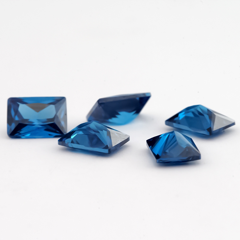 2x4 มม. ~ 9x11 มม.5A สี่เหลี่ยมผืนผ้าตัด Blue Cubic Zirconia หินหลวม CZ สังเคราะห์อัญมณีสําหรับเครื่