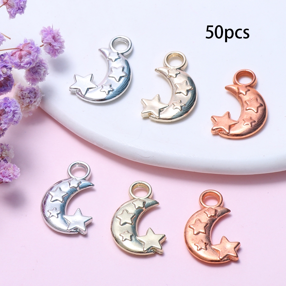 จี้ลูกปัด CCB รูปดาว ดวงจันทร์ ทรงหลวม สําหรับทําเครื่องประดับ แฮนด์เมด DIY 50 ชิ้น