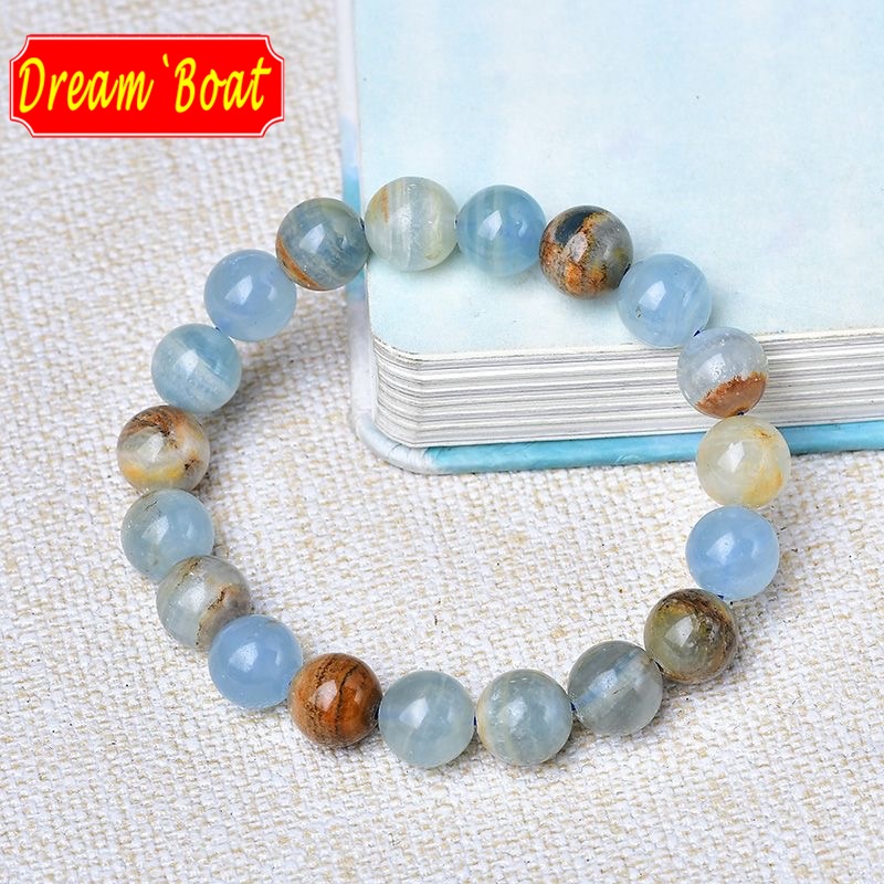 Lemurian Aquatine Calcite (Argentian Blue Onyx) สร้อยข้อมือคริสตัลธรรมชาติ,ลูกปัดคริสตัล,สร้อยข้อมือผู้หญิง/ผู้ชาย,สร้อยข้อมืออัญมณี,สร้อยข้อมือฮวงจุ้ย,สร้อยข้อมือหินธรรมชาติ
