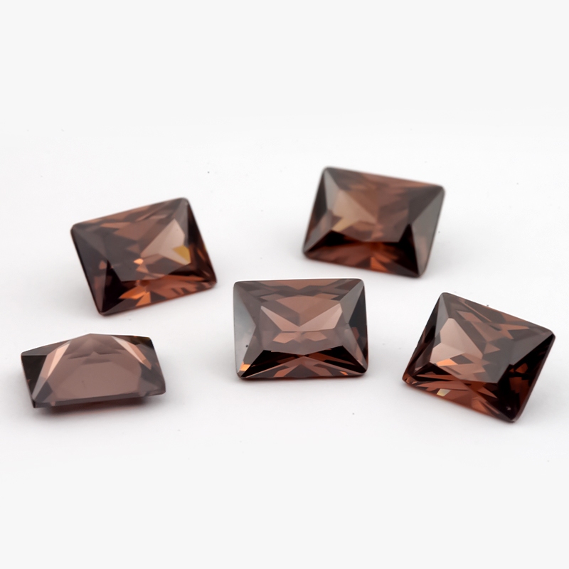 ขนาด 2x4 มม. ~ 9x11 มม.5A สี่เหลี่ยมผืนผ้าตัดสีกาแฟ Cubic Zirconia หินหลวม CZ สังเคราะห์อัญมณีสําหรั