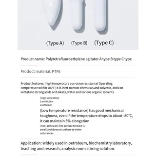 แท่งแม่เหล็กกวนสาร,แท่งแม่เหล็ก,Magnetic bar,Magnetic Stirring Bar เอบีซี ประเภท PTFE กวนทนต่ออุณหภูมิสูงทนต่อกรดและด่างห้องปฏิบัติการแม่เหล็กกวน