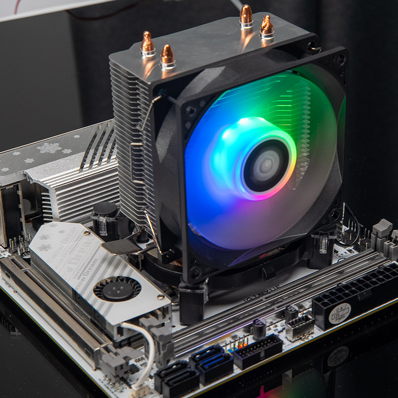 Jungle Leopard A200 PLUS A220 PLUS CPU Cooler สี LED 2 ท่อความร้อนที่มีประสิทธิภาพ Cooling 90 มม.PC Cooler พัดลม 3PIN อินเทอร์เฟซสําหรับ Intel LGA1155 LGA1200 LGA1700 AMD FM2 + AM4 AM5