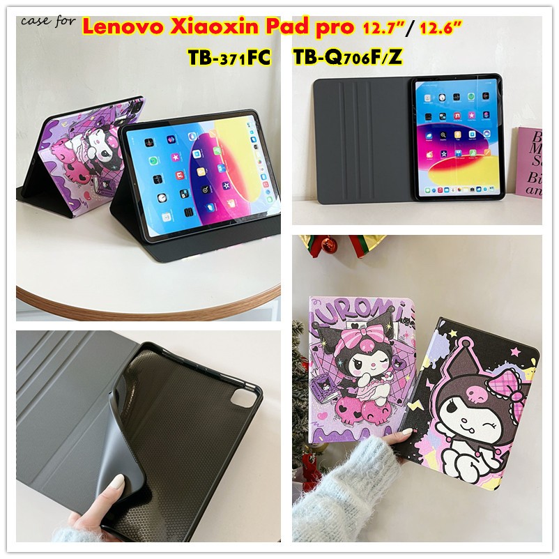 For Lenovo xiaoxin pad pro 12.7 inch 2023 TB-371FC PU Leather Case For Xiaoxin Pad Pro 12.6 TB-Q706F TB-Q706Z Smart Fashion Cute Cartoon Series Sanrio Anime Pattern Flip Stand
