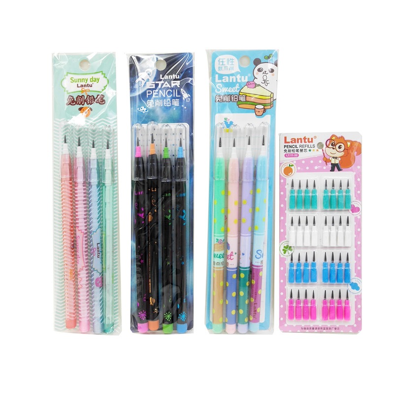 4 ชิ้น/เซ็ต Non Sharpening ดินสอ HB ตะกั่วเปลี่ยนเติมดินสออัตโนมัติ DIY วาดชุดดินสอ Kawaii เครื่องเขียนนักเรียนเขียนเครื่องมือโรงเรียนอุปกรณ์สํานักงาน