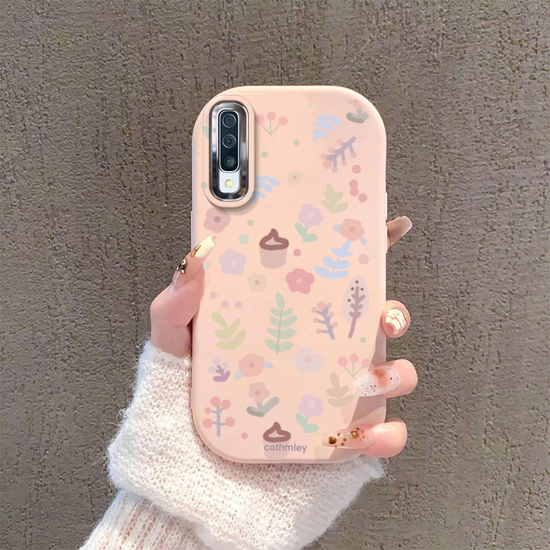 Samsung A7 2018 A50 A50S A30S A750 เคสซิลิโคนใหม่เคสโทรศัพท์ TPU ดอกไม้สดเคสนิ่มแบรนด์ใหม่การออกแบบการปกปิดเลนส์เพื่อป้องกันการตก