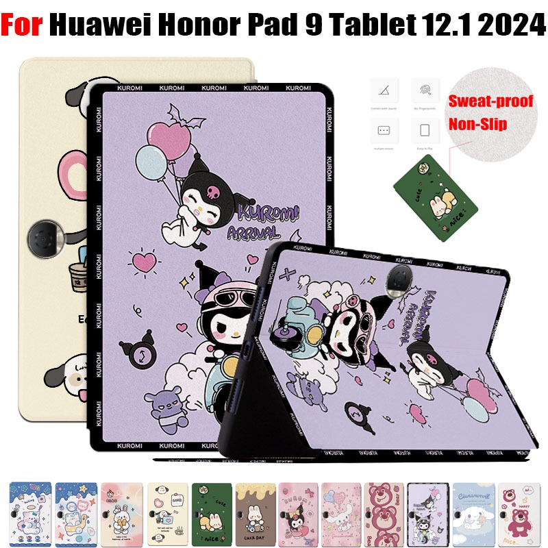 สําหรับ Huawei Honor Pad 9 แท็บเล็ต 12.1 นิ้ว 2024 แฟชั่นน่ารักการ์ตูนรูปแบบแท็บเล็ตกันกระแทก Honor Pad9 HEY2-W09 คุณภาพสูง PU หนังฝาครอบ