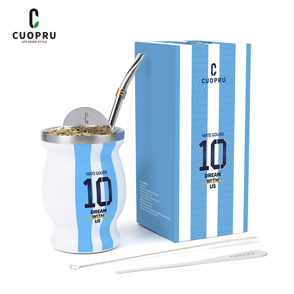 Cuopru Yerba Mate ชุดถ้วยกรองชา พร้อมหลอดดูด สําหรับ Argentina Number 10
