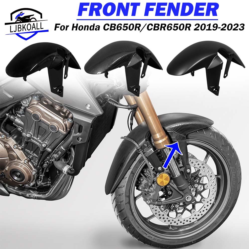LJBKOALL รถจักรยานยนต์ Mudguard ด้านหน้า Fender ยาว Mudflap Splash Guard สําหรับ Honda CB650R CBR500R CB650 R CBR 650R 2019-2025 2024 2023 2022 2021 2020