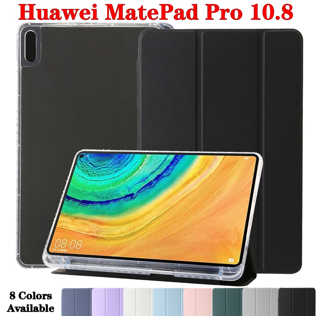 เคสแท็บเล็ต อะคริลิคใส ฝาพับ พร้อมช่องใส่ปากกา สําหรับ Huawei MatePad Pro 10.8 2021 2019 10.8 นิ้ว M