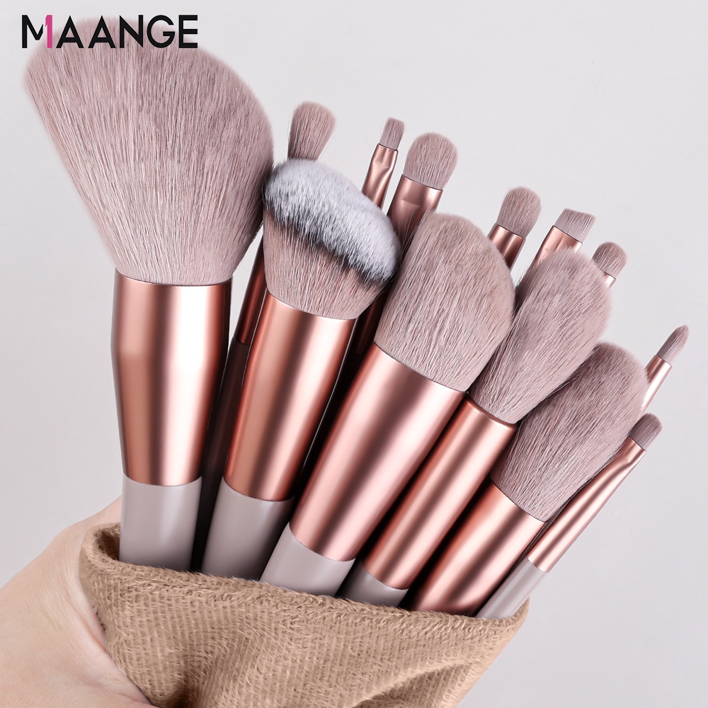 MAANGE 13 ชิ้น ชุดแปรงแต่งหน้าสำหรับเครื่องสำอางรองพื้นแป้งอายแชโดว์ kabuki mix แปรงแต่งหน้าเครื่องมือความงาม
