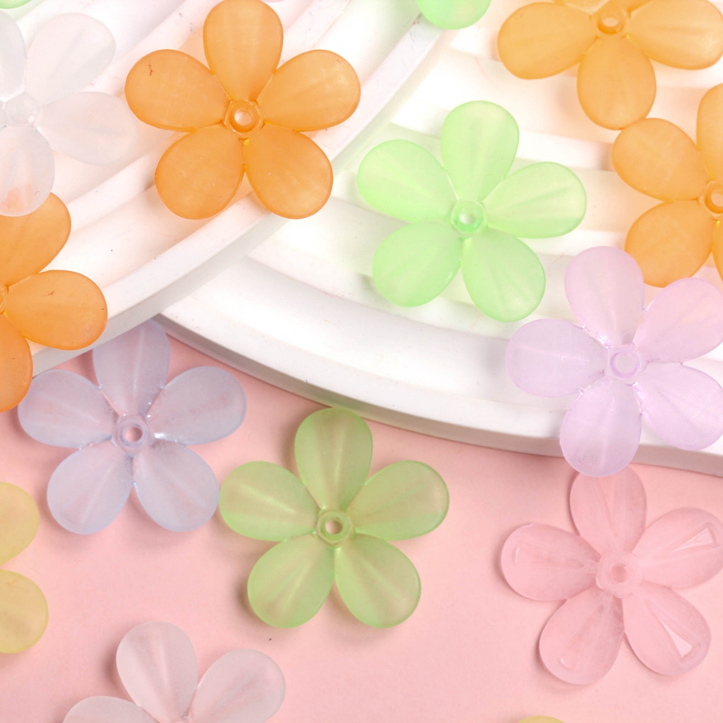 กลีบดอกไม้ กึ่งใส 28.5 มม. 5 กลีบ แฮนด์เมด DIY สําหรับทําเครื่องประดับ ต่างหู ผม 10 ชิ้น ราคา ถูกที่สุด ดีลบีเคเค แกลเลอรีภาพที่ 5
