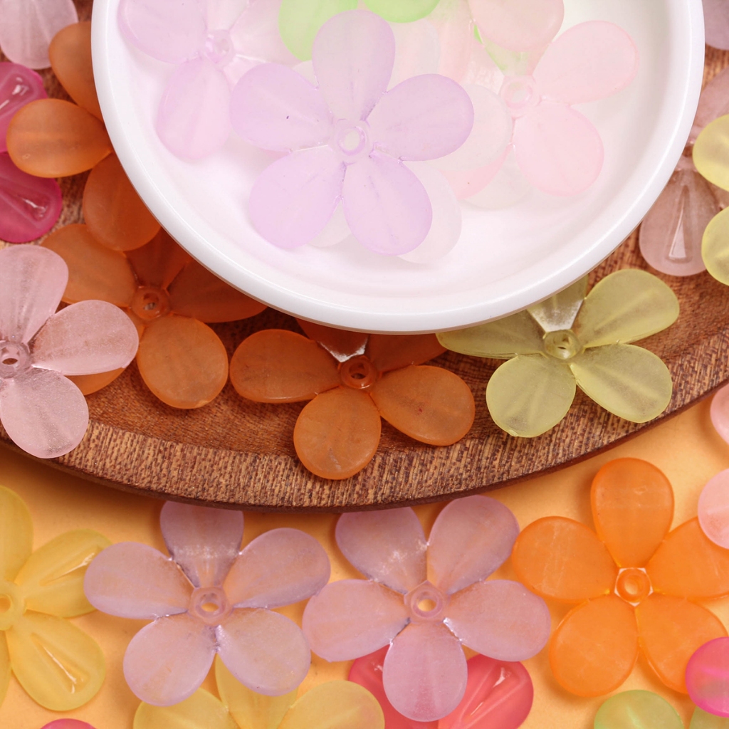 กลีบดอกไม้ กึ่งใส 28.5 มม. 5 กลีบ แฮนด์เมด DIY สําหรับทําเครื่องประดับ ต่างหู ผม 10 ชิ้น ราคา ถูกที่สุด ดีลบีเคเค แกลเลอรีภาพที่ 6