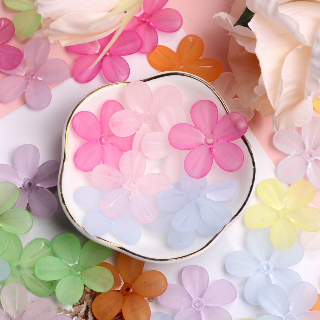 กลีบดอกไม้ กึ่งใส 28.5 มม. 5 กลีบ แฮนด์เมด DIY สําหรับทําเครื่องประดับ ต่างหู ผม 10 ชิ้น ราคา ถูกที่สุด ดีลบีเคเค แกลเลอรีภาพที่ 2