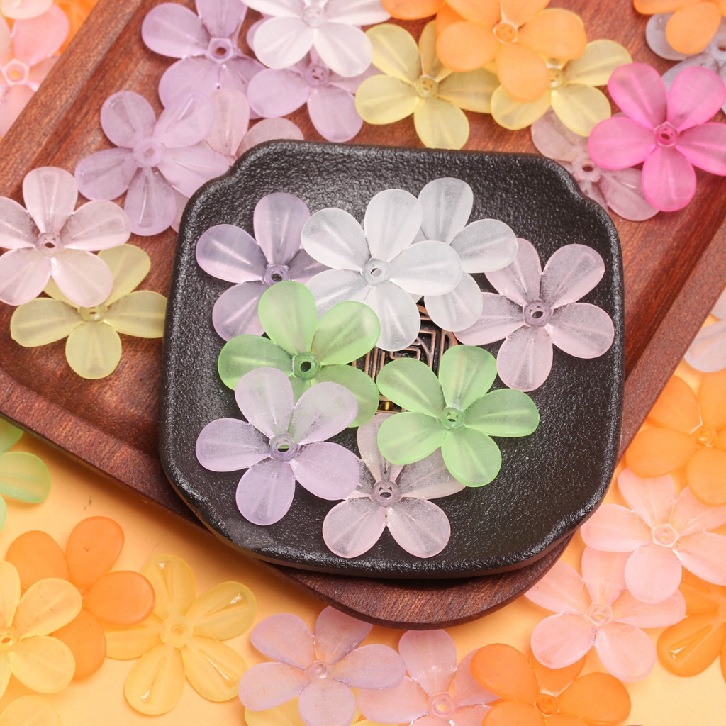 กลีบดอกไม้ กึ่งใส 28.5 มม. 5 กลีบ แฮนด์เมด DIY สําหรับทําเครื่องประดับ ต่างหู ผม 10 ชิ้น ราคา ถูกที่สุด ดีลบีเคเค