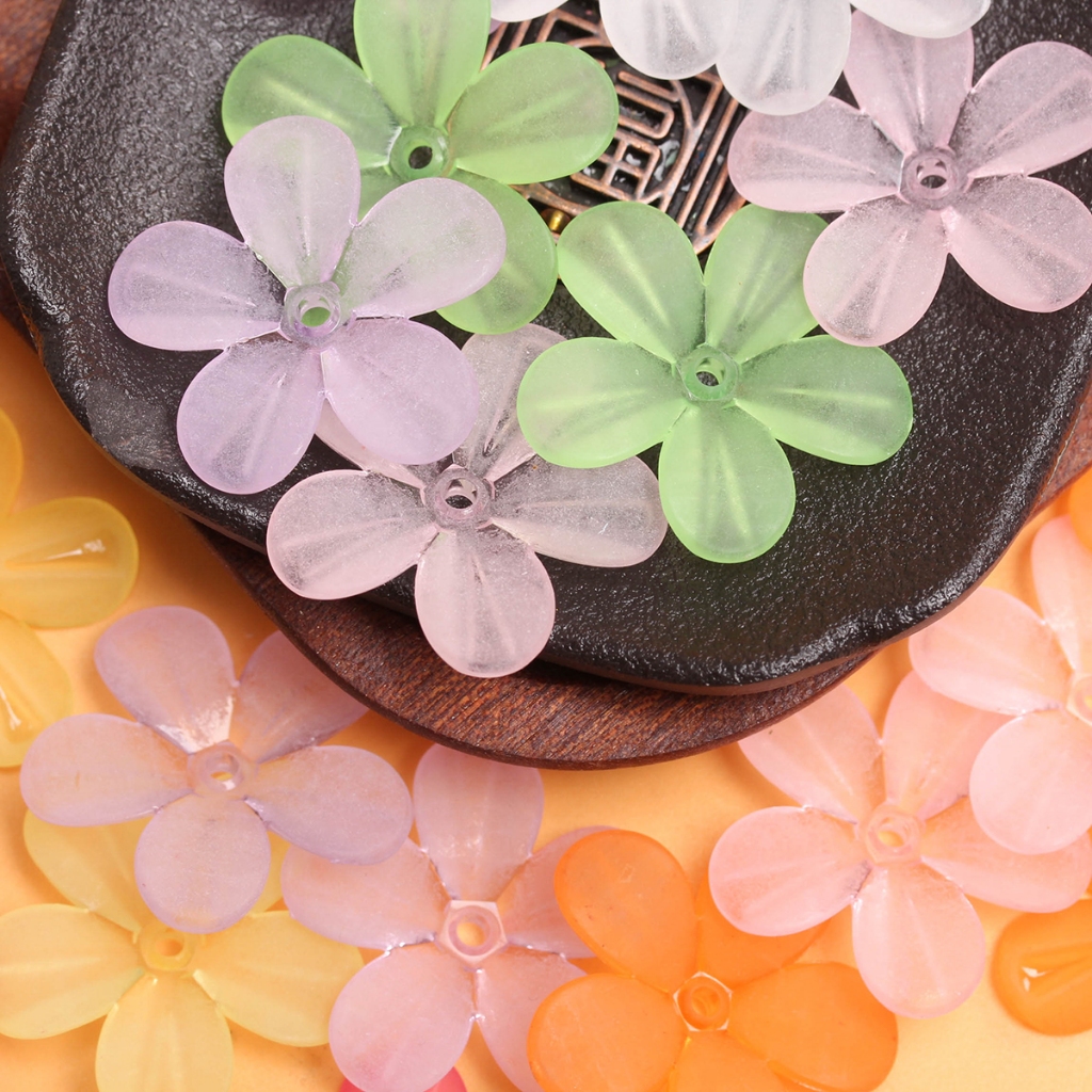 กลีบดอกไม้ กึ่งใส 28.5 มม. 5 กลีบ แฮนด์เมด DIY สําหรับทําเครื่องประดับ ต่างหู ผม 10 ชิ้น ราคา ถูกที่สุด ดีลบีเคเค แกลเลอรีภาพที่ 4