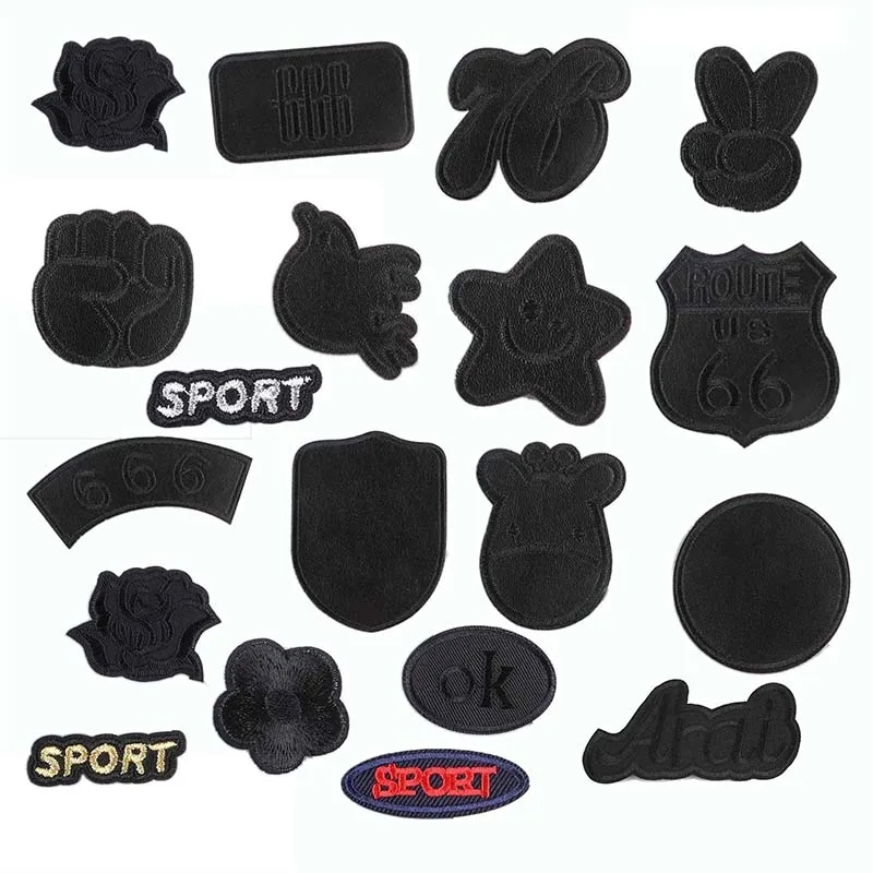 แผ่นแพทช์หนัง ลายตัวอักษร สีดํา มีกาวในตัว สําหรับตกแต่งเสื้อผ้า เสื้อแจ็กเก็ต 666