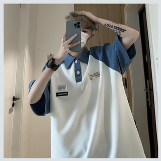 ⚡️Proman⚡️ เสื้อโปโลแขนสั้น ทรงหลวม ขนาดใหญ่ แฟชั่นฤดูร้อน สไตล์เกาหลี สําหรับผู้ชาย