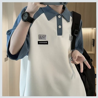 ⚡️Proman⚡️ เสื้อโปโลแขนสั้น ทรงหลวม ขนาดใหญ่ แฟชั่นฤดูร้อน สไตล์เกาหลี สําหรับผู้ชาย