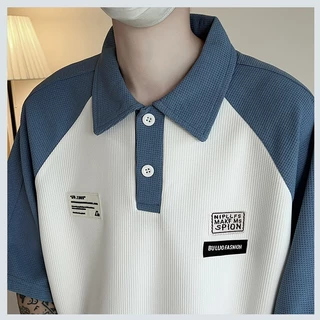 ⚡️Proman⚡️ เสื้อโปโลแขนสั้น ทรงหลวม ขนาดใหญ่ แฟชั่นฤดูร้อน สไตล์เกาหลี สําหรับผู้ชาย