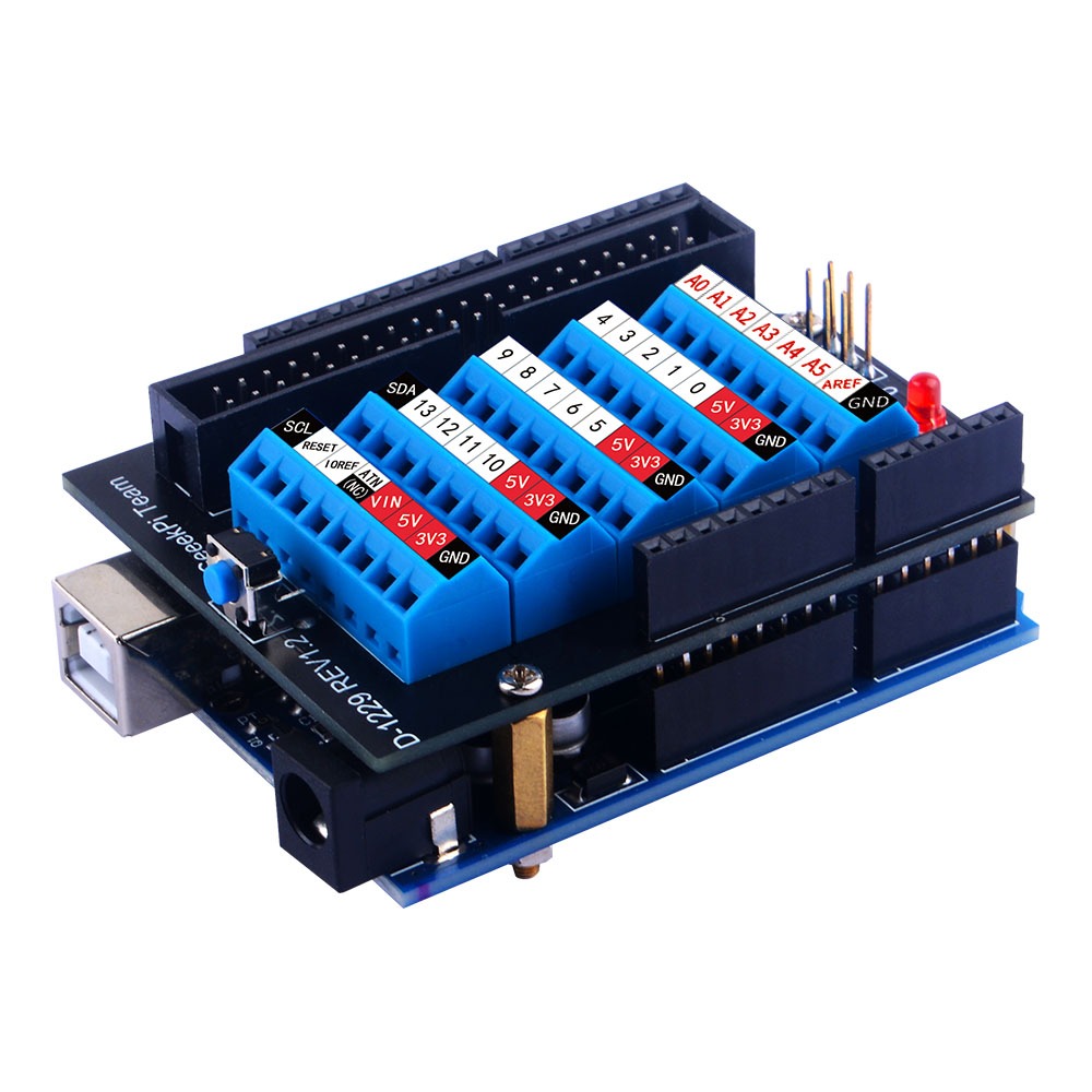 หมวกเทอร์มินัลสกรู 52Pi สําหรับ Arduino UNO, GPIO โมดูลขั้วต่อสกรู พร้อมขั้วต่อซ็อกเก็ตแตร