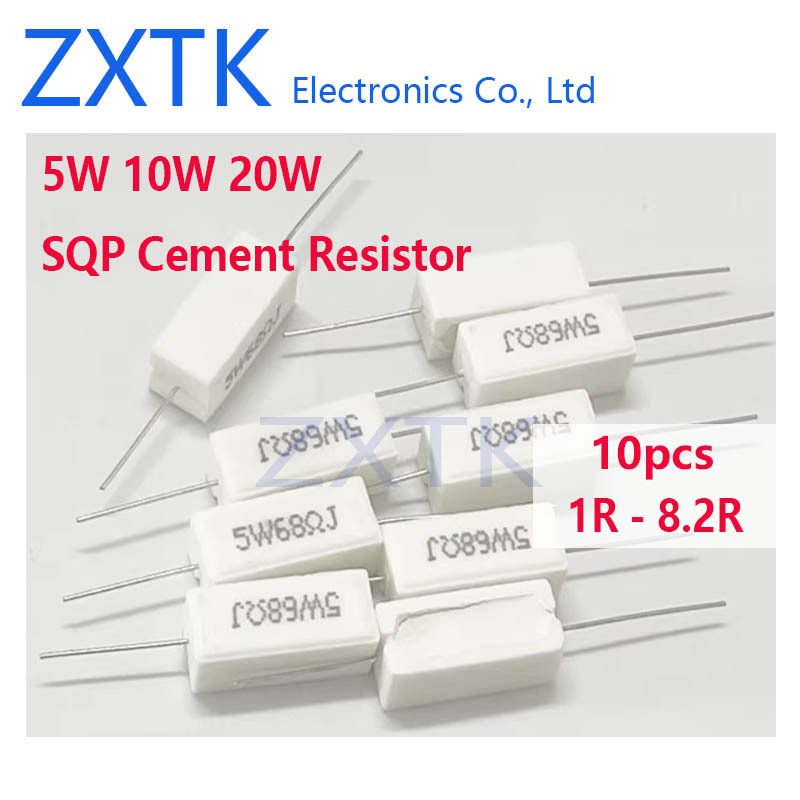 10PCS 5W SQP ตัวต้านทานซีเมนต์ 1 โอห์ม 1R 1.2R 1.5R 1.8R 2R 2.2R 2.4R 2.5R 2.7R 3 3.3 3.6 3.9 4 4.3 