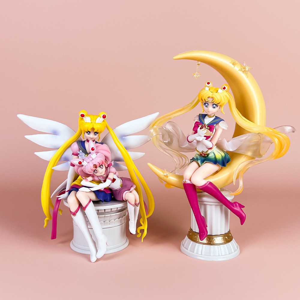 โมเดลฟิกเกอร์ PVC รูปปั้นอนิเมะเซเลอร์มูน Tsukino Usagi Princess Chibi Usa ขนาดเล็ก 14-20 ซม. ของเล่นสําหรับเด็ก