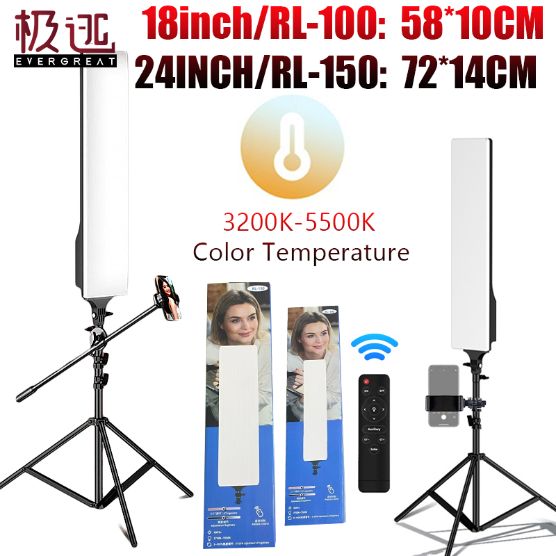 ชุดไฟเติมแสง LED 18 24 นิ้ว 3 สี หรี่แสงได้ สําหรับสตูดิโอ วิดีโอตั้งโต๊ะ
