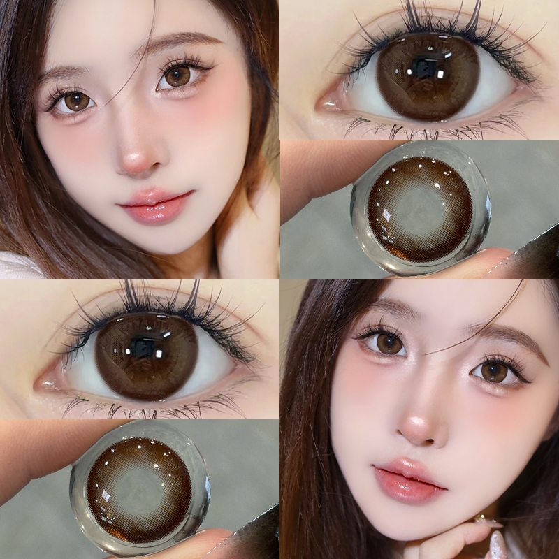 Yimeixi คอนแทคเลนส์สายตาสั้น สีดํา 14.5 มม. สีน้ําตาล สีฟ้า 6 เดือน สําหรับนักเรียน ผู้หญิง 2 ชิ้น - รูปที่ 3