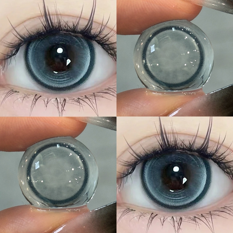 Yimeixi คอนแทคเลนส์สายตาสั้น สีดํา 14.5 มม. สีน้ําตาล สีฟ้า 6 เดือน สําหรับนักเรียน ผู้หญิง 2 ชิ้น - รูปที่ 4