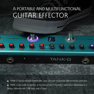 M-vave TANK-G กีตาร์/TANK-B BASS V2 รุ่น Multi-Effects Pedal ชาร์จ 36 ตั้งค่า 9 ช่อง 8 IR Cab 3Modulation/Delay/Reverb Effects